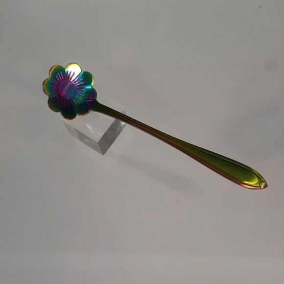 Flower Spoon Set Rainbow Color Stainless Steel Tableware Creative Coffee Spoons - Picture 7 of 10